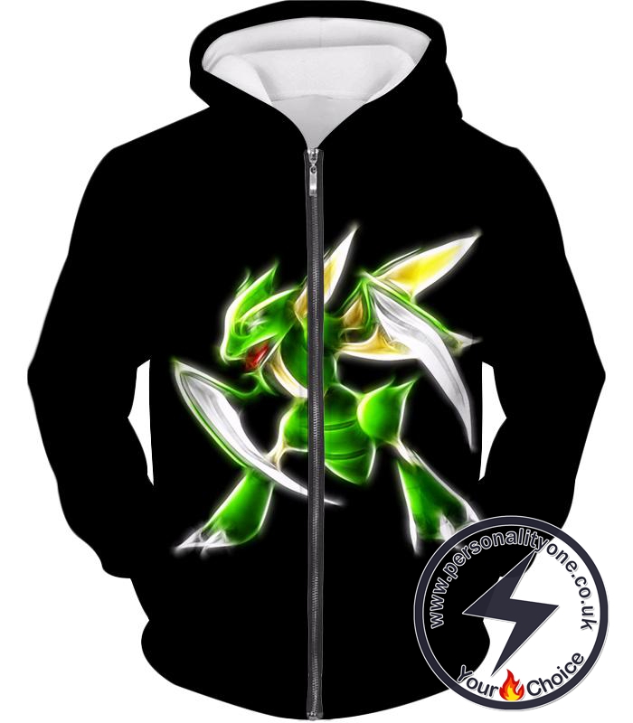 Pokemon Awesome Flying Bug Type Pokemon Scyther Cool Black Zip Up Hoodie